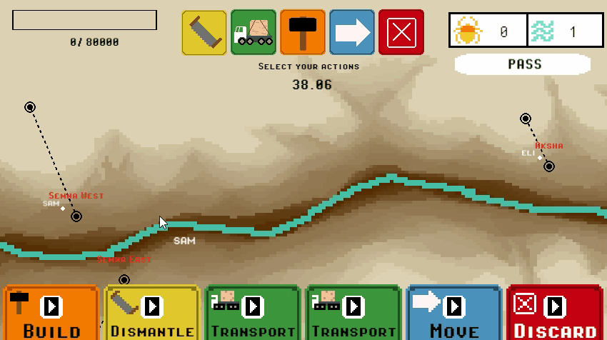 An image of the start of the game with a full hand of cards
