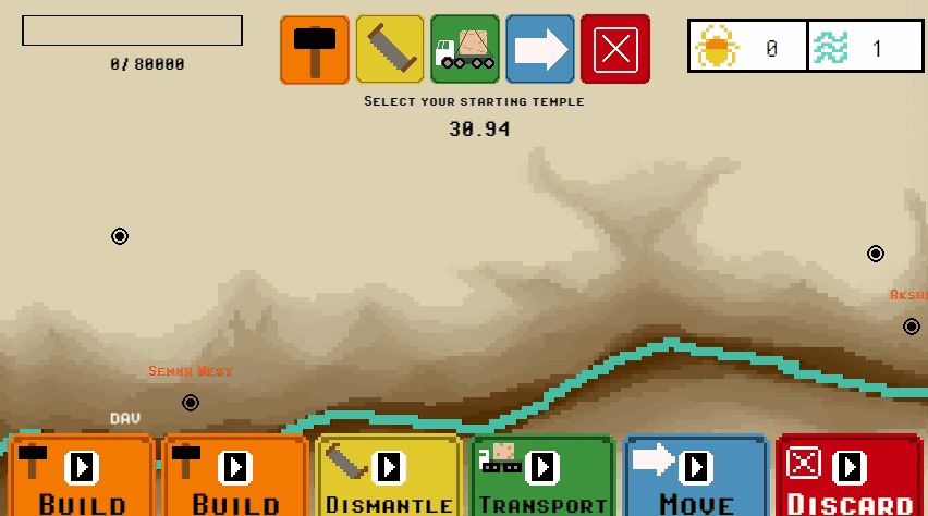 An image of the start of the game with a full hand of cards